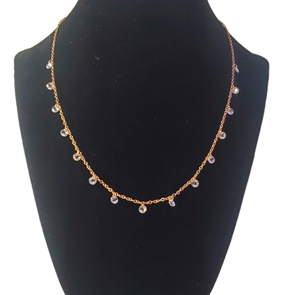 Gold Tone Necklace with Petite Crystal Bead Dangles  NWT - Picture 1 of 7